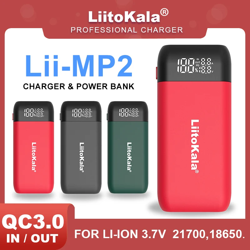 Liitokala Lii-MP2 Power Bank 18650 Battery Charger QC3.0 Fast Charge 21700 Rechargeable Batteries 18650 Charger PowerBank
Liitokala Lii-MP2 Power Bank 18650 Battery Charger QC3.0 Fast Charge 21700 Rechargeable Batteries 18650 Charger PowerBank
