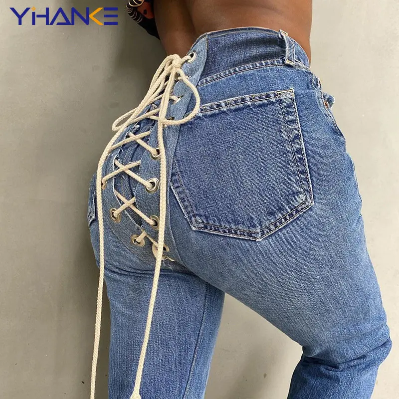 Autumn Winter Sexy Back Lace Up High Waist Denim Female Straight Jeans for Women Bell Bottom Mom Jeans Wide Leg Y2k Streetwear
Autumn Winter Sexy Back Lace Up High Waist Denim Female Straight Jeans for Women Bell Bottom Mom Jeans Wide Leg Y2k Streetwear