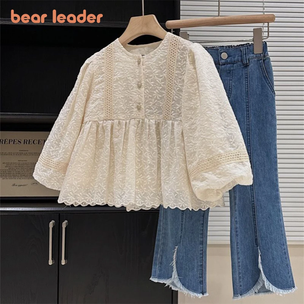 Bear Leader Girls' Set Autumn New Girls' Sweet Lace Embroidery Lantern Sleeve Doll Shirt Top+Bell-bottoms Set Fashion Girls' Set
Bear Leader Girls' Set Autumn New Girls' Sweet Lace Embroidery Lantern Sleeve Doll Shirt Top+Bell-bottoms Set Fashion Girls' Set
