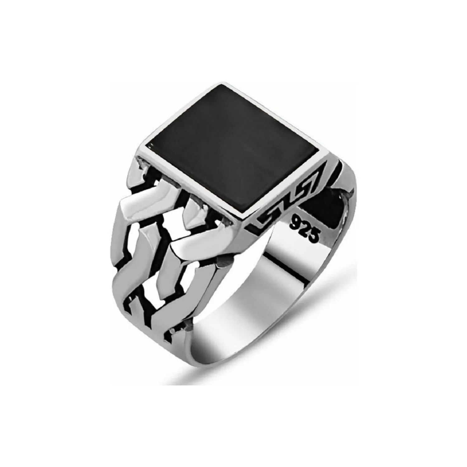 Мужское кольцо из серебра 925 пробы, с черным ониксом 
Мужское кольцо из серебра 925 пробы, с черным ониксом