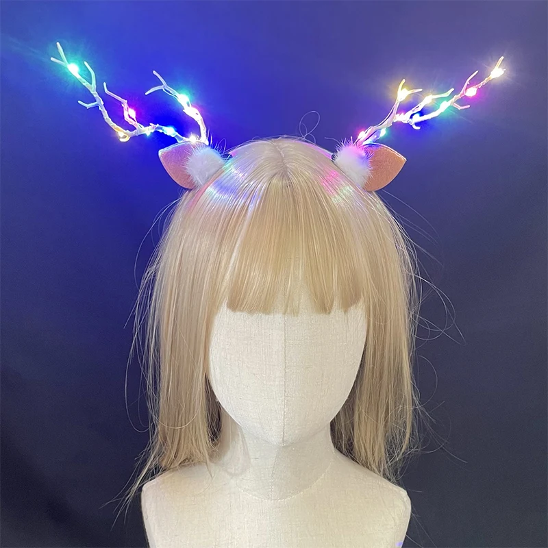 

LED Antlers Deer Horns Branch Flower Twig Hair Band Headband Cosplay Fancy Head Dress Christmas Costume Hairband Photo Props
