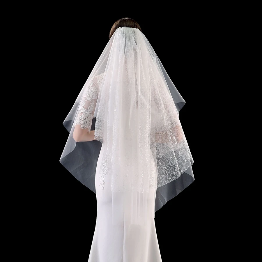 

New Arrival Ivory Short Wedding veil Lace Wedding accessoirres Bridal Veils bride veils velos de novia voile mariée mariage