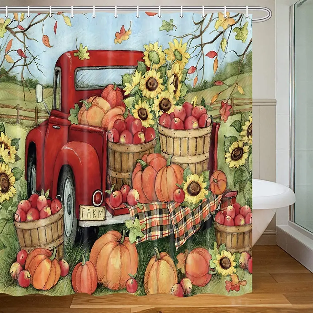 Leaves Pumpkin Autumn Fall Flowers Shower Curtain Happy Thanksgiving Day Harvest Bath Sunflower Maple Curtain Set with Hooks
Leaves Pumpkin Autumn Fall Flowers Shower Curtain Happy Thanksgiving Day Harvest Bath Sunflower Maple Curtain Set with Hooks