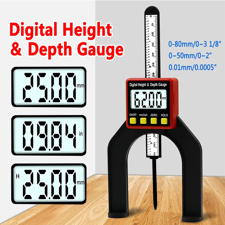 Digital Depth Gauge LCD Height Gauges Calipers With Magnetic Feet For Router Tables Woodworking Measuring Tools
Digital Depth Gauge LCD Height Gauges Calipers With Magnetic Feet For Router Tables Woodworking Measuring Tools