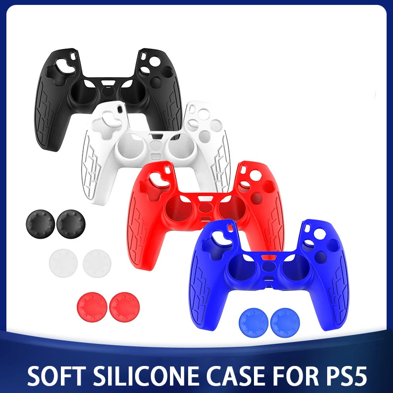 

Gamepad Silicone Case for Ps5 Controller Pubg Joystick Anti-skid Protective Cover with 2 Thumb Grips Caps for Playstation 5