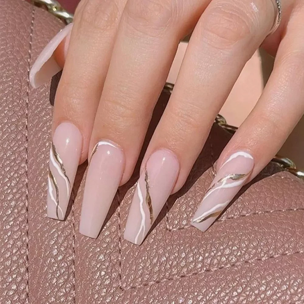 24pcs/Box Marble Line Long Coffin False Nails Ballerina Manicure Tool Press On Nails Full Cover Nail Tips Artificial Detachable
24pcs/Box Marble Line Long Coffin False Nails Ballerina Manicure Tool Press On Nails Full Cover Nail Tips Artificial Detachable