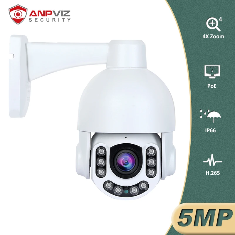

Anpviz 2MP/5MP Dome PTZ POE IP Camera 4X Optical Zoom Support IP66 Security Camera IR Distance up to 60m P2P H.265