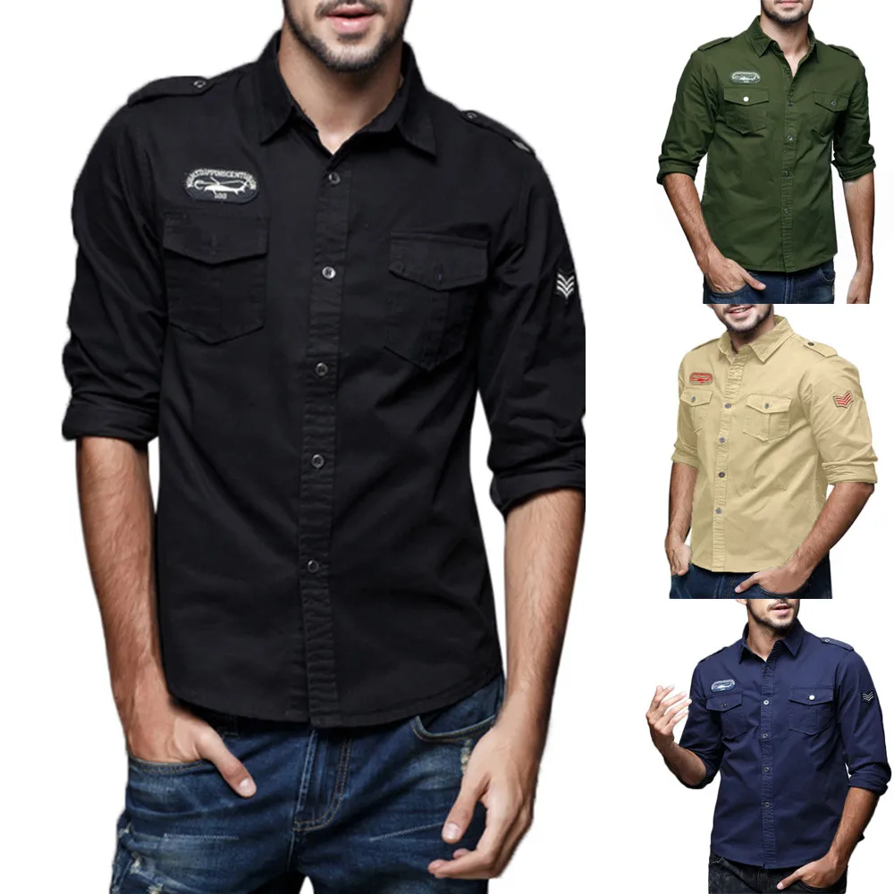 Mens Autumn Casual Military Cargo Slim Button Long Sleeve Dress Shirt Top Blouse Shirts Mens
Mens Autumn Casual Military Cargo Slim Button Long Sleeve Dress Shirt Top Blouse Shirts Mens