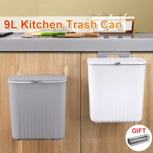 9L kitchen Hanging Trash Can with Lid Wall mounted Kitchen Garbage Cube For Cabinet Door Recycling Garbage basket
