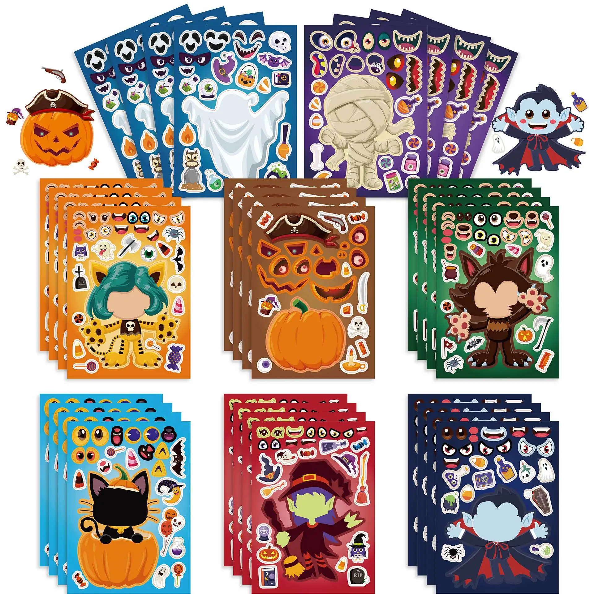 8Sheets Make a Face Puzzle Stickers Kids Game Create Your Own Vampire Pumpkin Witch Children Toys Halloween Party Decoration
8Sheets Make a Face Puzzle Stickers Kids Game Create Your Own Vampire Pumpkin Witch Children Toys Halloween Party Decoration