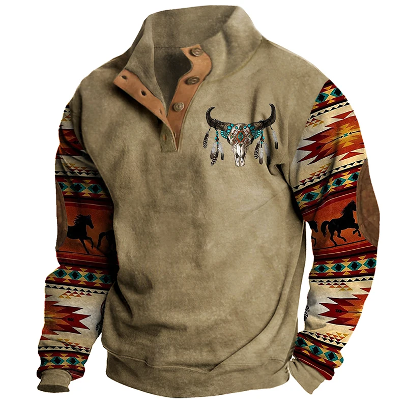 Retro Button-up Stand Collar Tees Sweatshirts Casual Mens Fall Spring Long Sleeve Print Shirts Tops Fashion Men Pullover T-shirt
Retro Button-up Stand Collar Tees Sweatshirts Casual Mens Fall Spring Long Sleeve Print Shirts Tops Fashion Men Pullover T-shirt