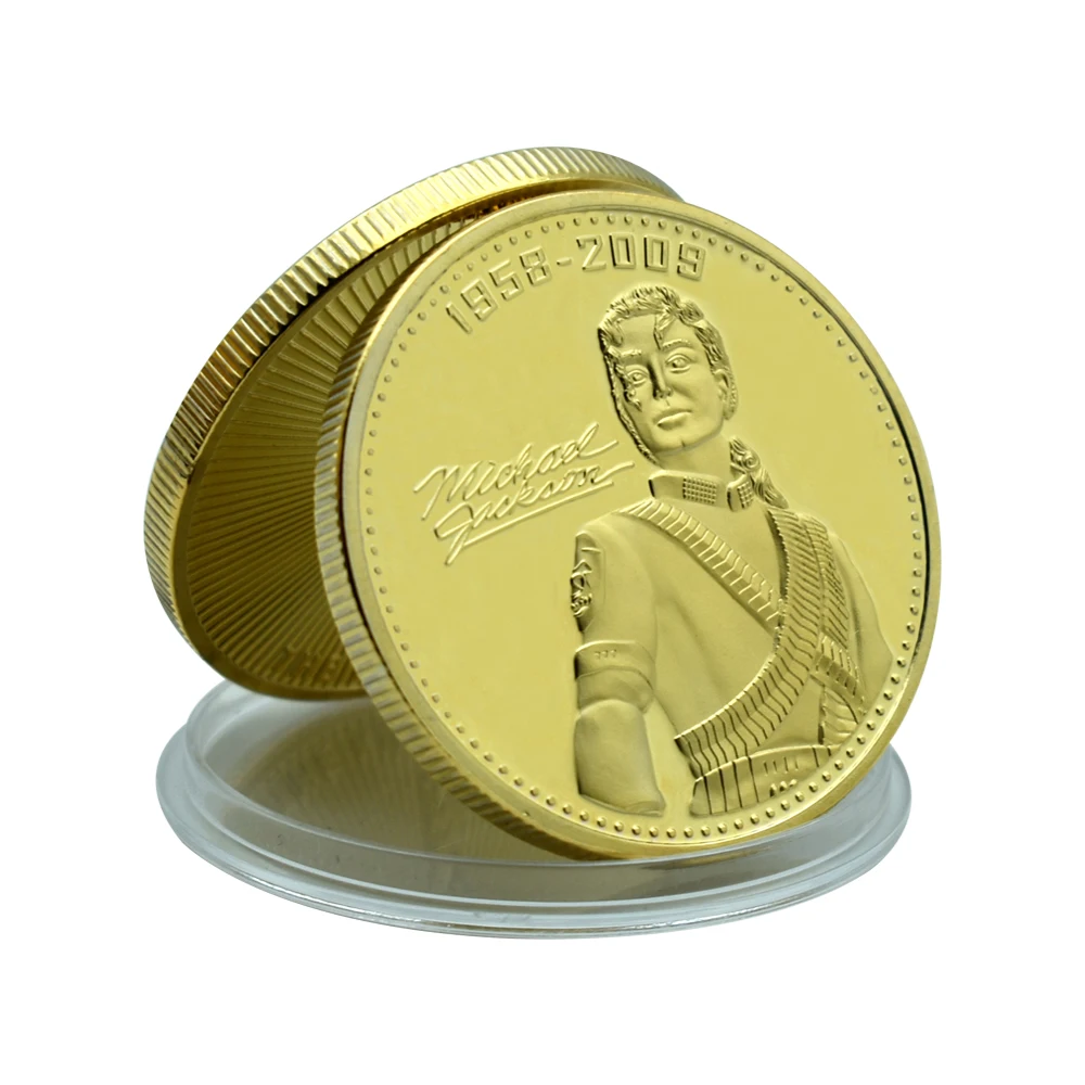 

Famous Singer Michael Jackson The King of Pop Gold Plated Coins American Musician Commemorative Coin Souvenir Collectibles
