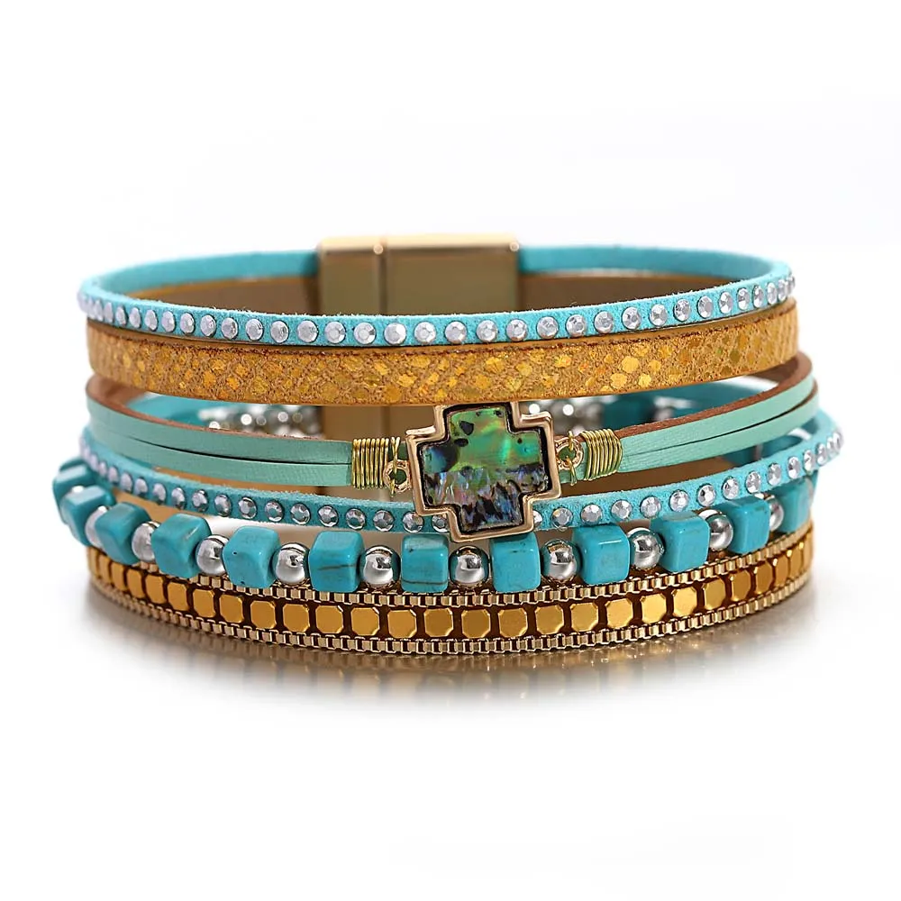 Amorcome Boho Cross Charm Bracelets For Women Vintage Shell Stones Beaded Wrap Leather Bracelets Fashion Female Jewelry
Amorcome Boho Cross Charm Bracelets For Women Vintage Shell Stones Beaded Wrap Leather Bracelets Fashion Female Jewelry