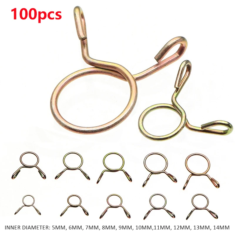 100pcs Spring Clip Hose Spring Clamps 5~14mm Zinc Plated Pipe Clips Fuel Line Petrol Pipe Fuel Hose Clamp For Motorcycle Boats 
100pcs Spring Clip Hose Spring Clamps 5~14mm Zinc Plated Pipe Clips Fuel Line Petrol Pipe Fuel Hose Clamp For Motorcycle Boats
