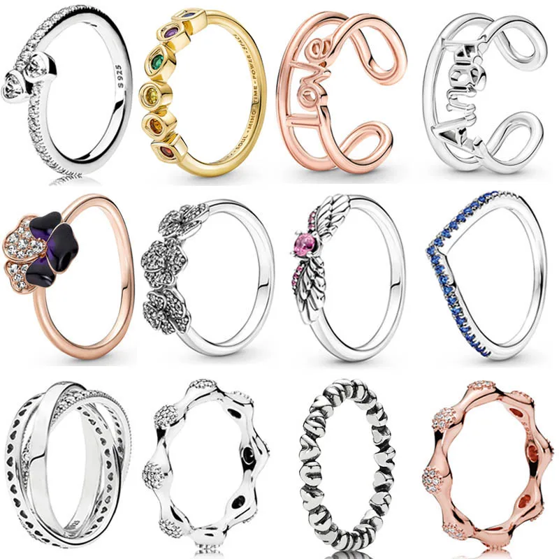 925 Sterling Silver Rose Me Love Open Triple pandorasy Flower Angel Wings Timeless Wish Bone Ring For Women Gift pandora Jewelry
925 Sterling Silver Rose Me Love Open Triple pandorasy Flower Angel Wings Timeless Wish Bone Ring For Women Gift pandora Jewelry