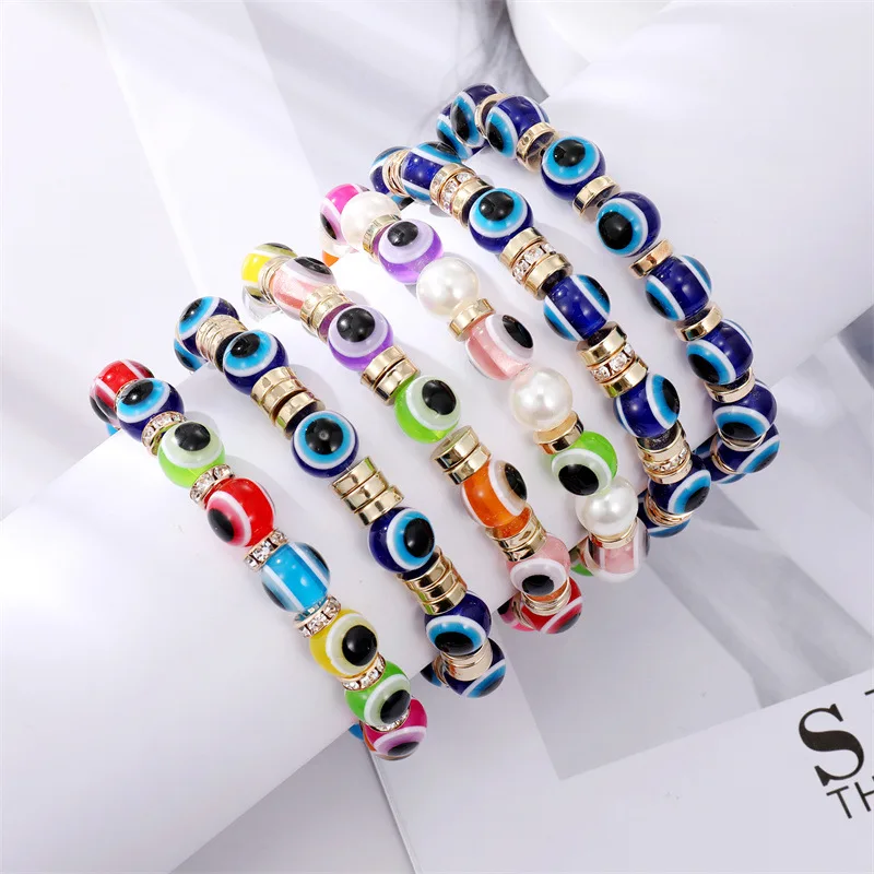 Fashion Blue Beads Evil Eye Bracelet For Women Couple Rainbow Pearl Elastic Rope Lucky Turkish Jewelry Handmade Wristband Gifts
Fashion Blue Beads Evil Eye Bracelet For Women Couple Rainbow Pearl Elastic Rope Lucky Turkish Jewelry Handmade Wristband Gifts