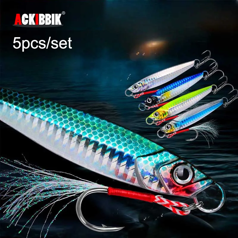 Ackibbik 5 шт. 24 г металлическая литая ложка для джиггинга ложки морской воды