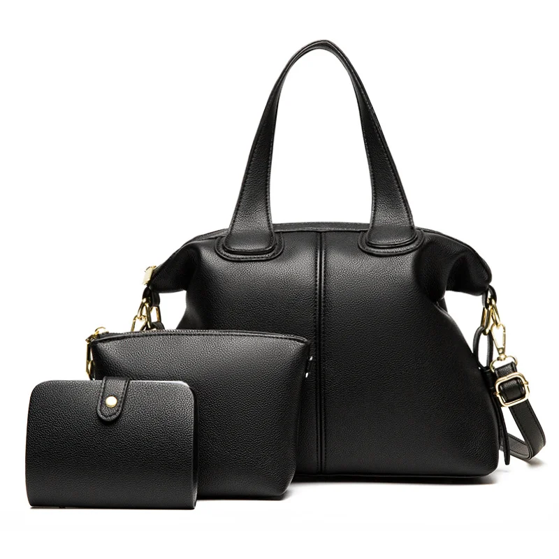 

Брендовая Высококачественная кожаная сумка через плечо для женщин, 3 комплекта, Повседневная однотонная сумка-мессенджер на плечо, женская сумка, роскошные дизайнерские дамские сумочки