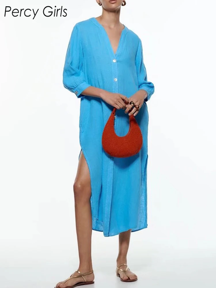 2022 ZA New Summer Vintage Solid Flax Midi Dress Women Casual Fashion Breathable Single Breasted Split Dresses Female
2022 ZA New Summer Vintage Solid Flax Midi Dress Women Casual Fashion Breathable Single Breasted Split Dresses Female