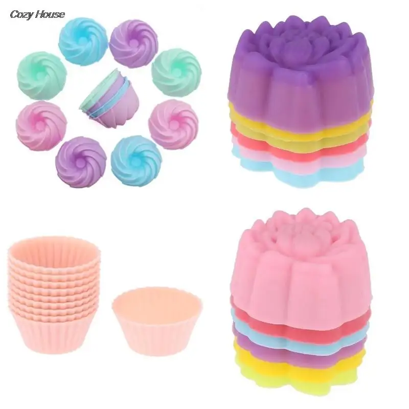 5/10/12pcs Silicone Nonstick Cupcake Molds Muffin Cups Reusable Mini Cake Cups Kitchen Baking Cake Tool 
5/10/12pcs Silicone Nonstick Cupcake Molds Muffin Cups Reusable Mini Cake Cups Kitchen Baking Cake Tool