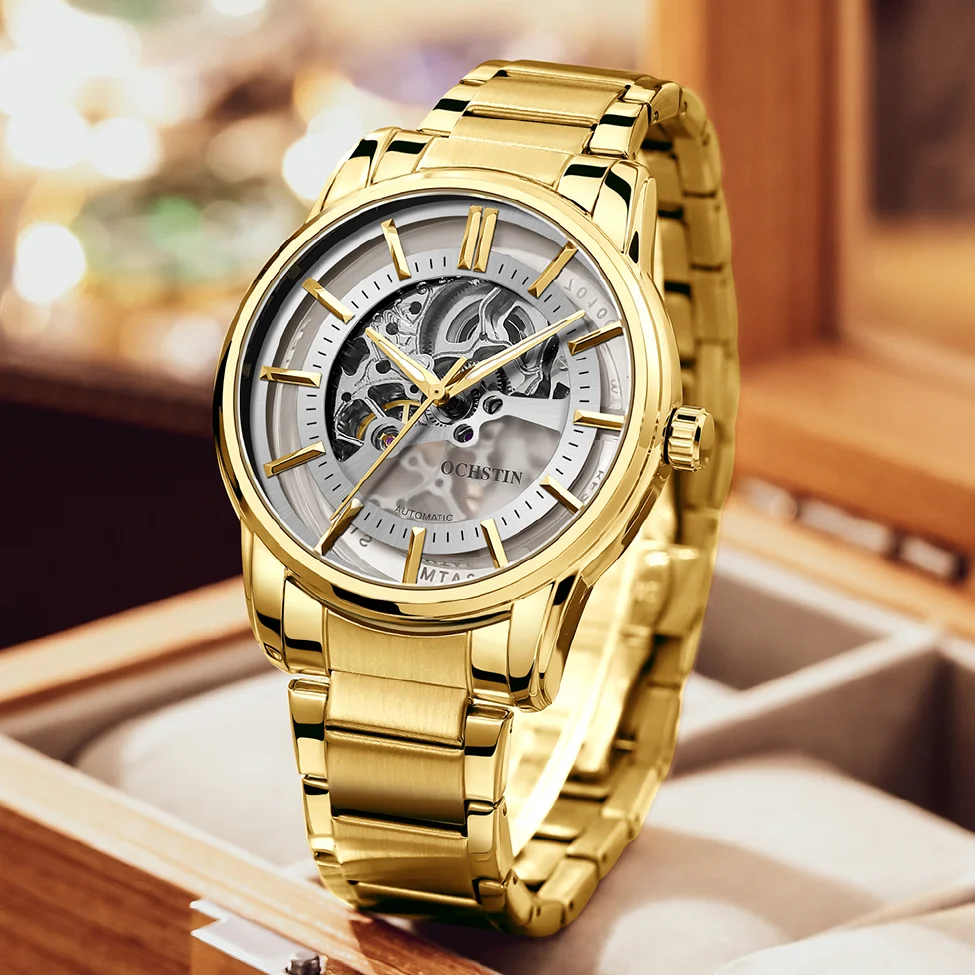 New Men Mechanical Wristwatches Golden Skeleton Sport Automatic Male Watch OCHSTIN Top Brand Luxury 2022 Gold Transparent Clcok
New Men Mechanical Wristwatches Golden Skeleton Sport Automatic Male Watch OCHSTIN Top Brand Luxury 2022 Gold Transparent Clcok