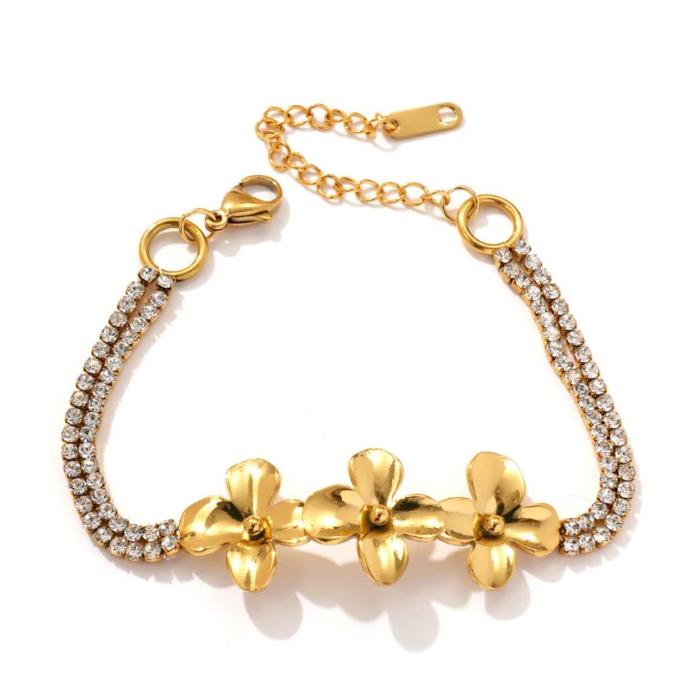 Stainless Steel Women Bracelet Flower Link Gold Color Plated New Fashion Girl Bangle Jewelry
Stainless Steel Women Bracelet Flower Link Gold Color Plated New Fashion Girl Bangle Jewelry