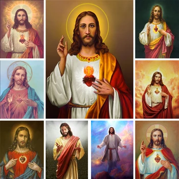 Religion Jesus Portrait DIY Paint By Numbers Kit Oil Paints 40*50 Oil Painting Decorative Paintings Crafts For Adults Wall Art