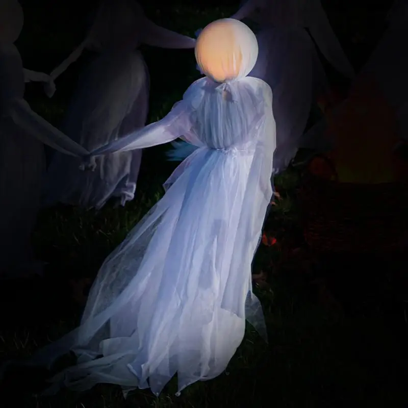 

Halloween Animated Ghost Creepy Ghost Prop with Scary Sound and Colorful Light Halloween Decorations for Garden, Courtyard