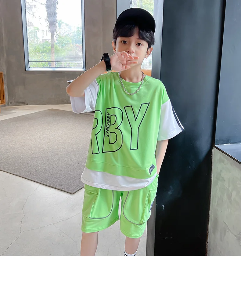 Boys Summer Sportswear Suit Kids Short Sleeve T-shirt +shorts 2pcs Casual Boy Cotton Streetwear Teenage Boy Outfits
Boys Summer Sportswear Suit Kids Short Sleeve T-shirt +shorts 2pcs Casual Boy Cotton Streetwear Teenage Boy Outfits