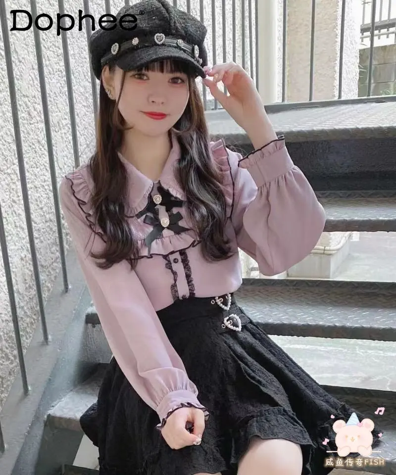 2023 Spring New Japanese Lolita Sweet Pink Doll Collar Bow Lace Blouse Women College Style Student Button Up Shirt Blusas Top
2023 Spring New Japanese Lolita Sweet Pink Doll Collar Bow Lace Blouse Women College Style Student Button Up Shirt Blusas Top