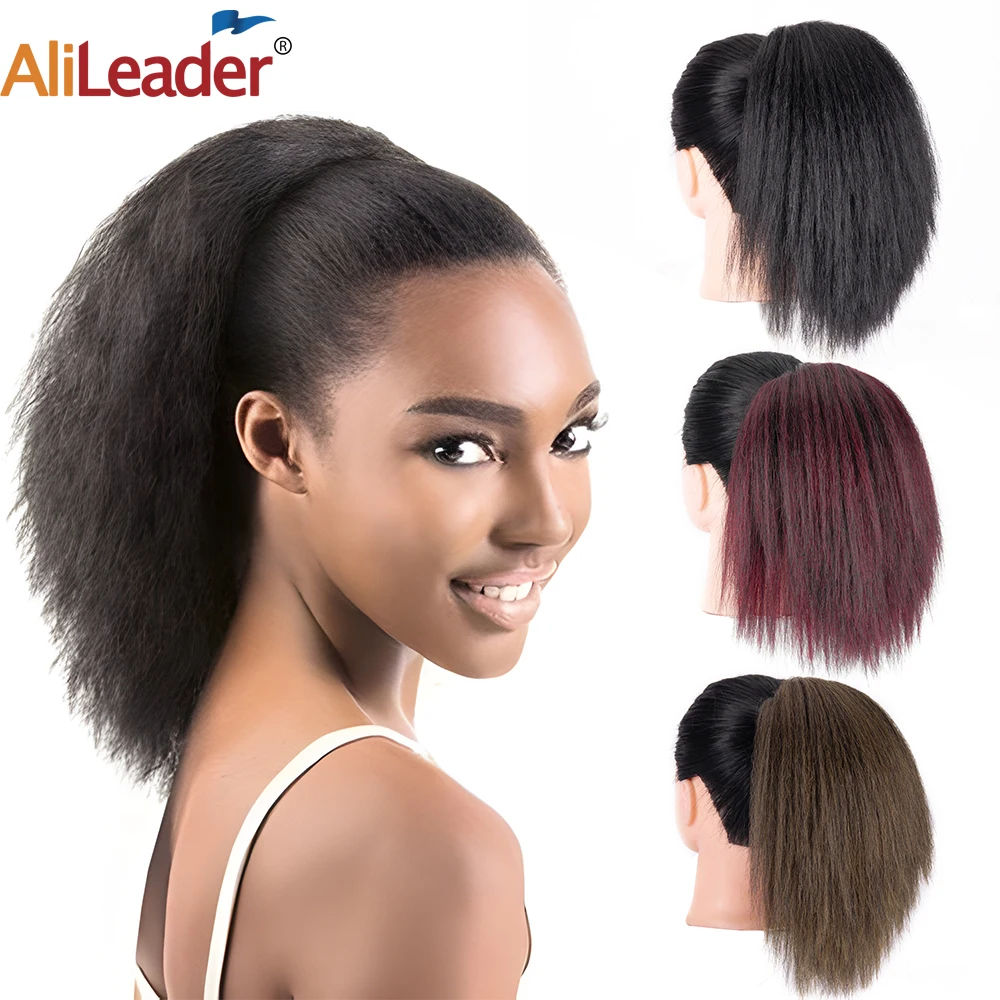 

Afro Puff Ponytail Extensions 10Inch Yaki Straight Drawstring Ponytail For Black Women Kinky Straight Ponytail Synthetic Hair