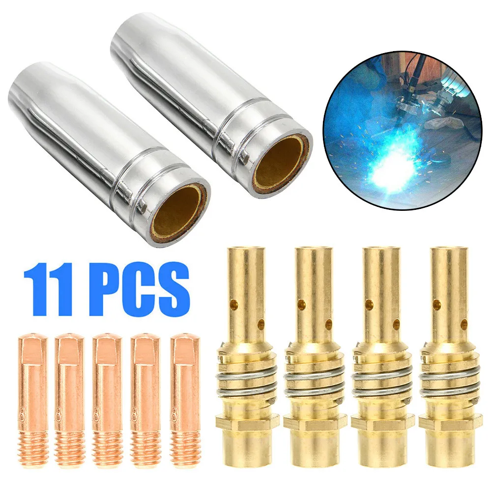 

15AK 0.8mm 0.030in Conductive Tip Nozzle Contact Tip Mig Welder Set Welding Gun 2*Nozzle 4*Tip Holder 5*Contact High Quality