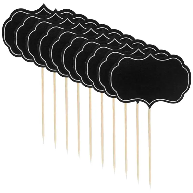 

48Pcs Chalkboard Cupcake Picks Writable Sign Picks Markers blackboard sticker label wedding party cheese buffet name price tag