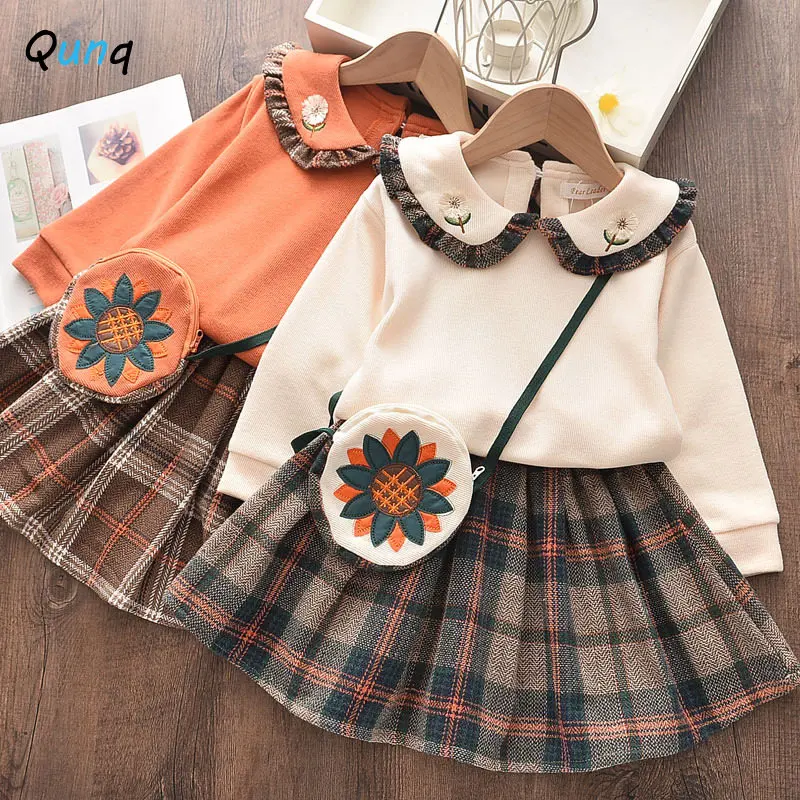 Qunq Autumn Girls Doll Collar Cartoon Lovely Long Sleeve Top + Grid Pleated Skirt 2 Pieces Set Casual Kids Clouthes Age 3T-8T
Qunq Autumn Girls Doll Collar Cartoon Lovely Long Sleeve Top + Grid Pleated Skirt 2 Pieces Set Casual Kids Clouthes Age 3T-8T