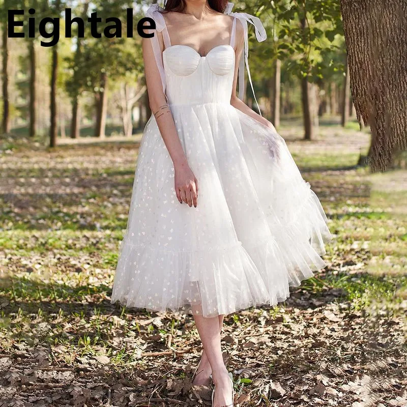Eightale 2023 Tea Length Boho Wedding Dresses With Straps Sweetheart Tulle A Line Short Bride Dress
Eightale 2023 Tea Length Boho Wedding Dresses With Straps Sweetheart Tulle A Line Short Bride Dress