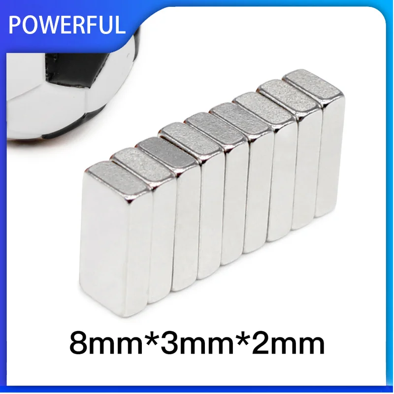 

20~1000PCS 8x3x2 Powerful Magnets Block Magnets N35 Neodymium 8mm x 3mm x 2mm Sheet Quadrate Rare Earth 8*3*2mm