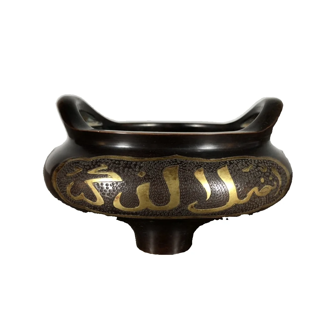 

LAOJUNLU Copper Carved Gilt Amphora Stove 13Cm Long Chinese Traditional Style Antiques Fine Art Gifts Crafts
