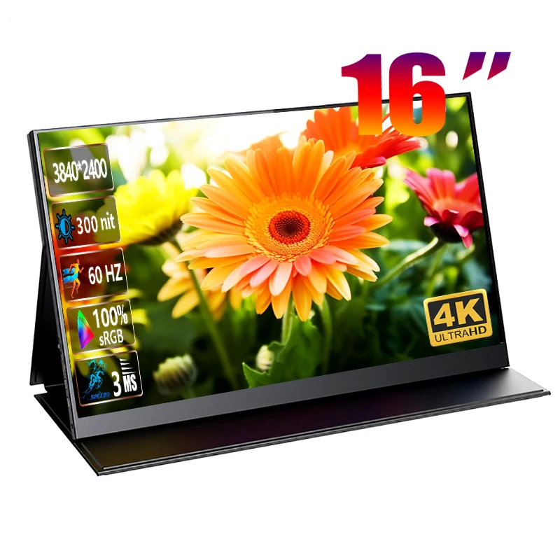 4K 15.6/16 Inch Portable Monitor 3840*2400 16:10 100%sRGB 300Cd/m² Display Game Screen For Laptop Mac Phone Xbox PS4/5 Switc
4K 15.6/16 Inch Portable Monitor 3840*2400 16:10 100%sRGB 300Cd/m² Display Game Screen For Laptop Mac Phone Xbox PS4/5 Switc