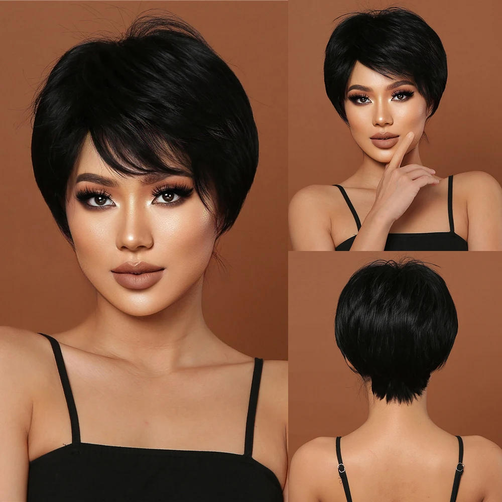 Straight Black Short Synthetic Wig with Pixie Cut Bang Daily Cosplay Party Heat Resistant Wigs for Black Women Afro Fake Hair
Straight Black Short Synthetic Wig with Pixie Cut Bang Daily Cosplay Party Heat Resistant Wigs for Black Women Afro Fake Hair