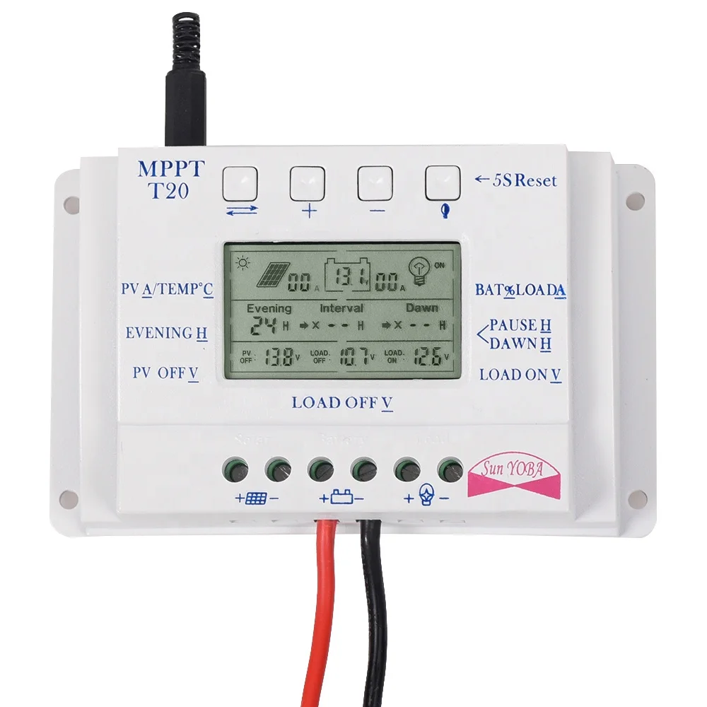 OEM LCD Display 20A MPPT 12/24V Solar Panel Battery Regulator Charge Controller T20
OEM LCD Display 20A MPPT 12/24V Solar Panel Battery Regulator Charge Controller T20