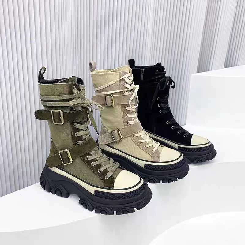 Thick-soled Canvas Women's Boots Autumn New Retro Old Tooling Knight Boots High-top Shoes Women's High-heeled Shoes Botas Mujer
Thick-soled Canvas Women's Boots Autumn New Retro Old Tooling Knight Boots High-top Shoes Women's High-heeled Shoes Botas Mujer