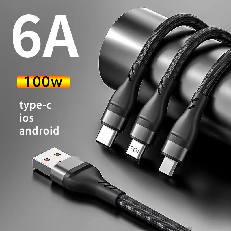 6A 3 in 1 SuperCharging Cable Micro USB Type-C Fast Charger Micro USB Type-C Data Cable For iPhone 14 13 Samsung Xiaomi Huawei
6A 3 in 1 SuperCharging Cable Micro USB Type-C Fast Charger Micro USB Type-C Data Cable For iPhone 14 13 Samsung Xiaomi Huawei