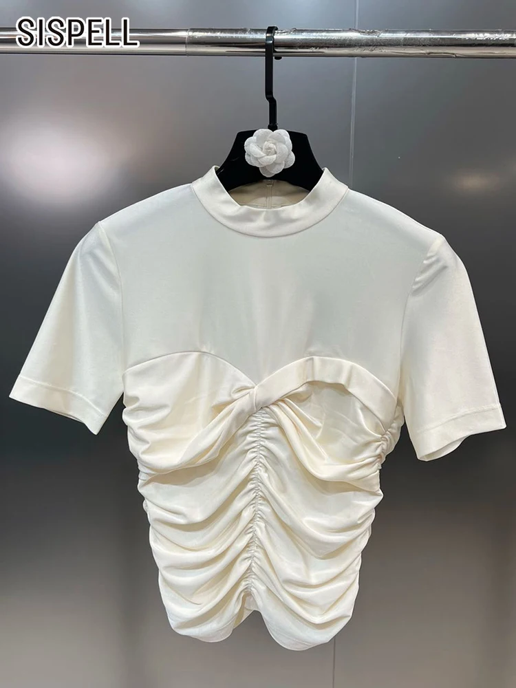 SISPELL Patchwork Folds Tees For Women Stand Neck Half Sleeve Gathered Waist Minimalist Slim T Shirts Female Clothes Style New
SISPELL Patchwork Folds Tees For Women Stand Neck Half Sleeve Gathered Waist Minimalist Slim T Shirts Female Clothes Style New