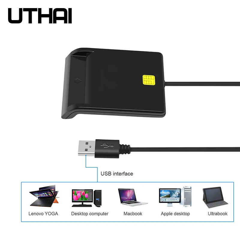 UTHAI X01 USB считыватель смарт-карт для банковских карт IC/ID EMV Высокое качество Windows 7 8