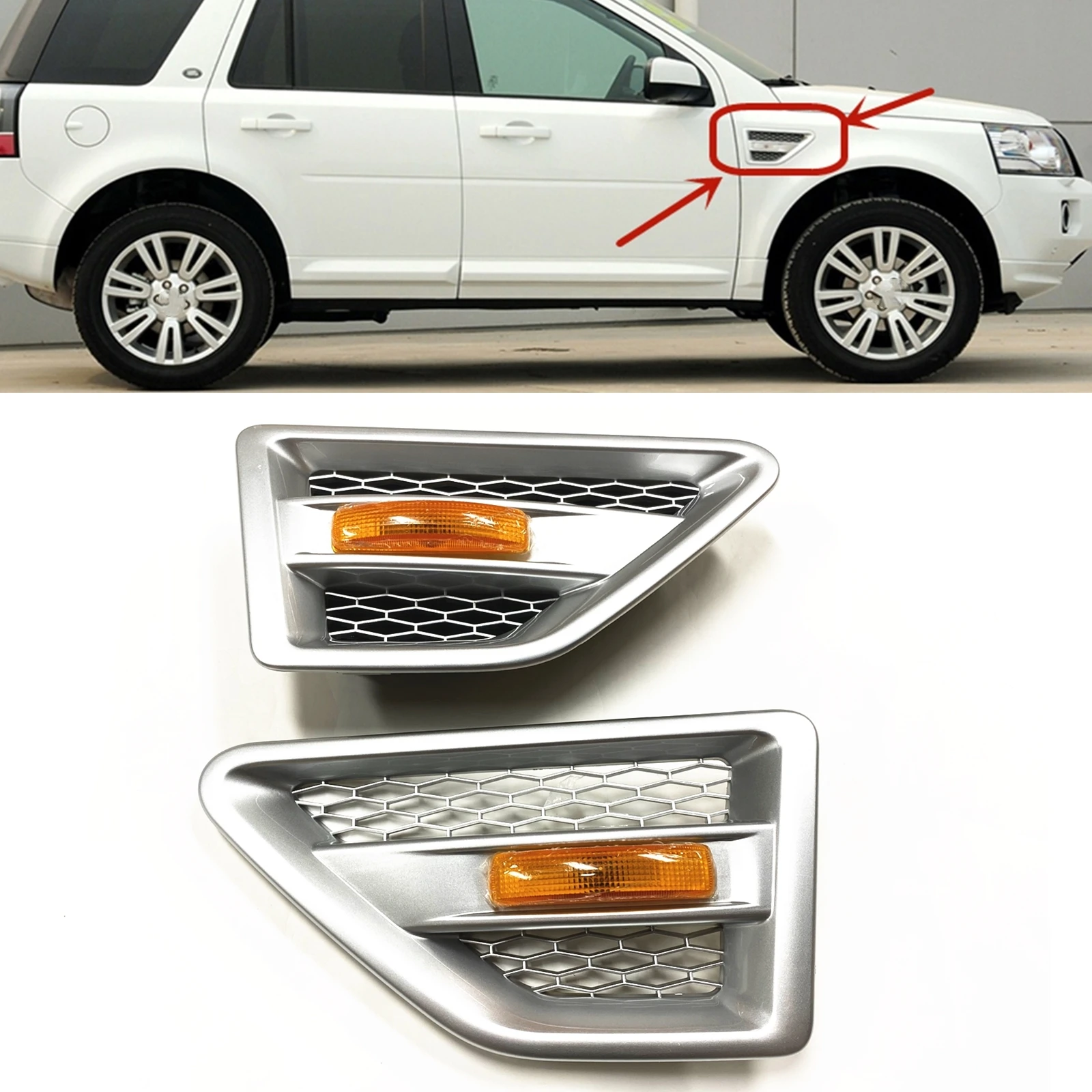 2 шт. Боковая Отделка вентиляционного отверстия светильник для Land Rover Freelander 2 LR2 2006-2016, серебряный корпус автомобиля, брызговик, сигнал поворо...
2 шт. Боковая Отделка вентиляционного отверстия светильник для Land Rover Freelander 2 LR2 2006-2016, серебряный корпус автомобиля, брызговик, сигнал поворо...