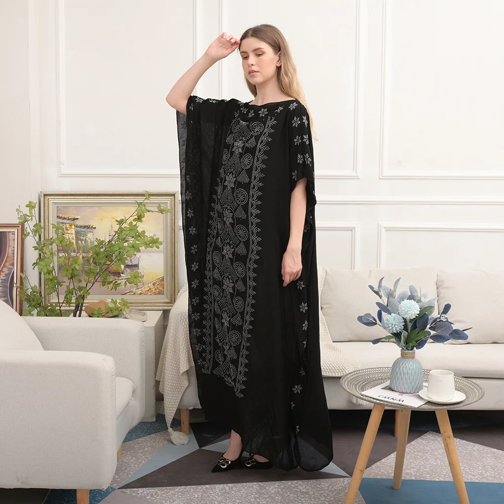Wepbel Muslim Abaya Dress Women Dubai Batwing Sleeve Chiffon Rhinestone Caftan Robe Black Ramadan Loose Long Dress Robe Kaftan
Wepbel Muslim Abaya Dress Women Dubai Batwing Sleeve Chiffon Rhinestone Caftan Robe Black Ramadan Loose Long Dress Robe Kaftan