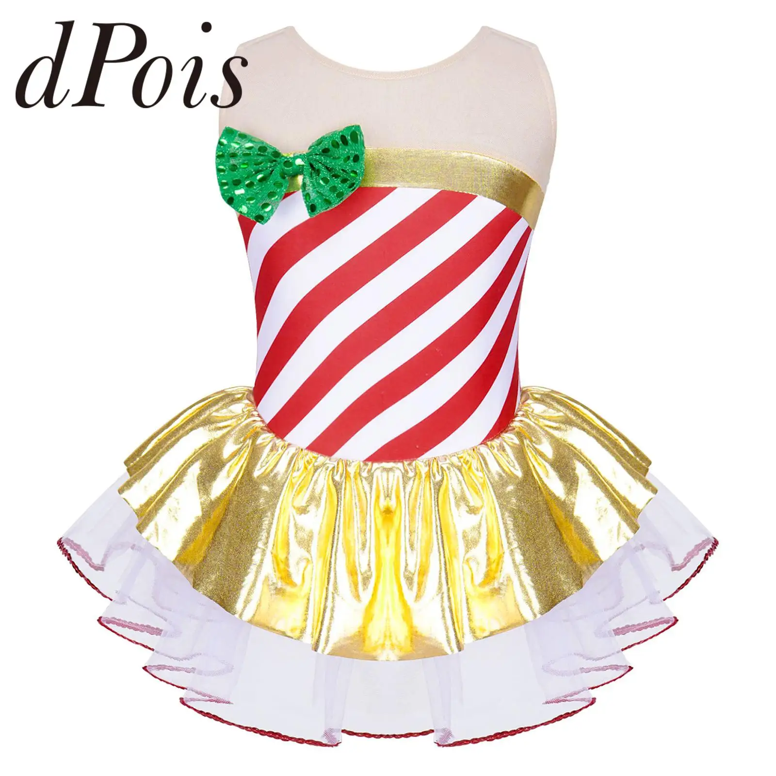 Kids Striped Mesh Patchwork Metallic Ballet Dress Tutu Leotard Girls Christmas Dress for Xmas Santa Party Costumes Skating Dress
Kids Striped Mesh Patchwork Metallic Ballet Dress Tutu Leotard Girls Christmas Dress for Xmas Santa Party Costumes Skating Dress