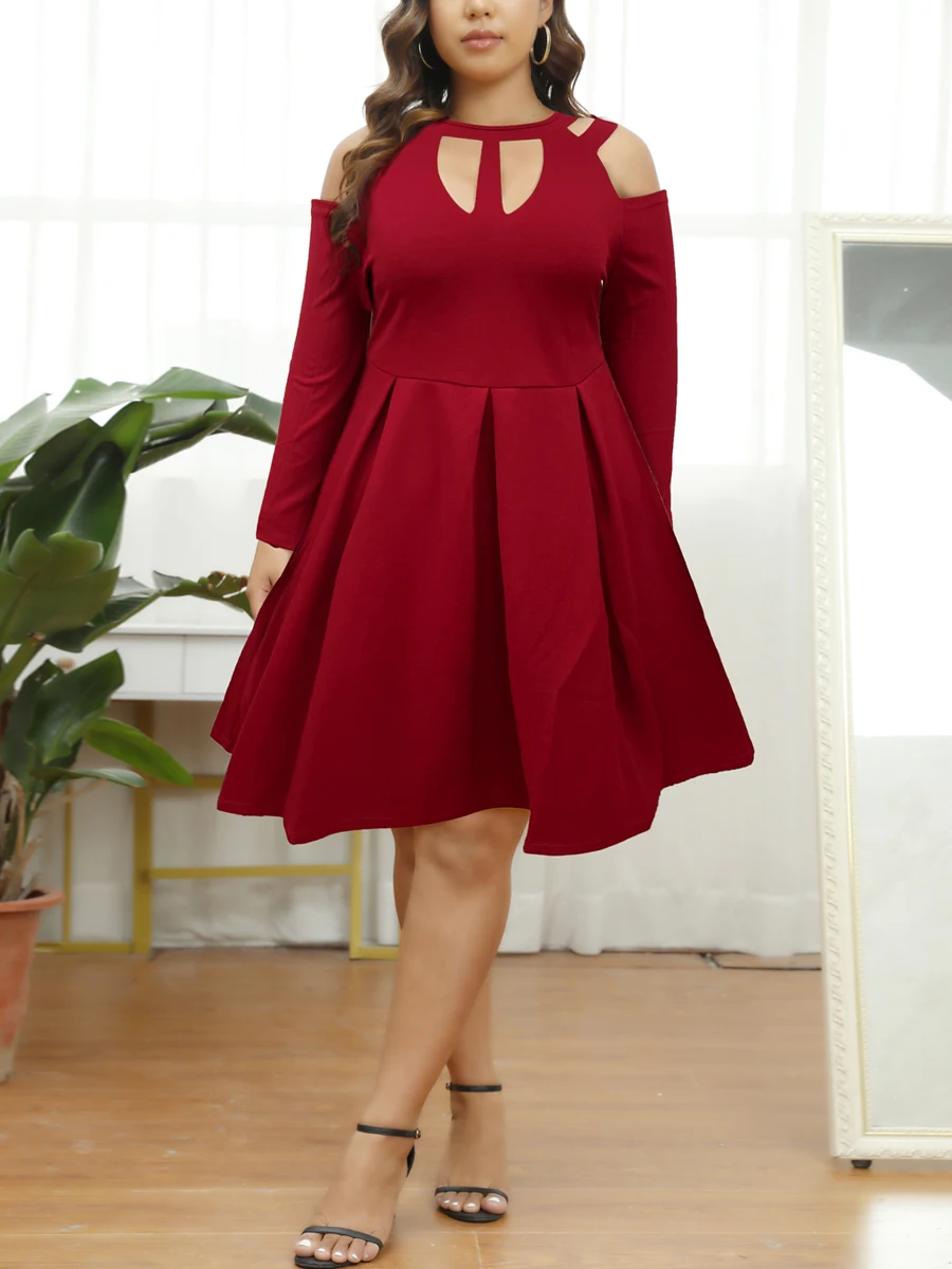 

Finjani Women's Dress Cut Out Cold Shoulder Red Dresses Very Versatile Summer 2023 Plus Size Dress