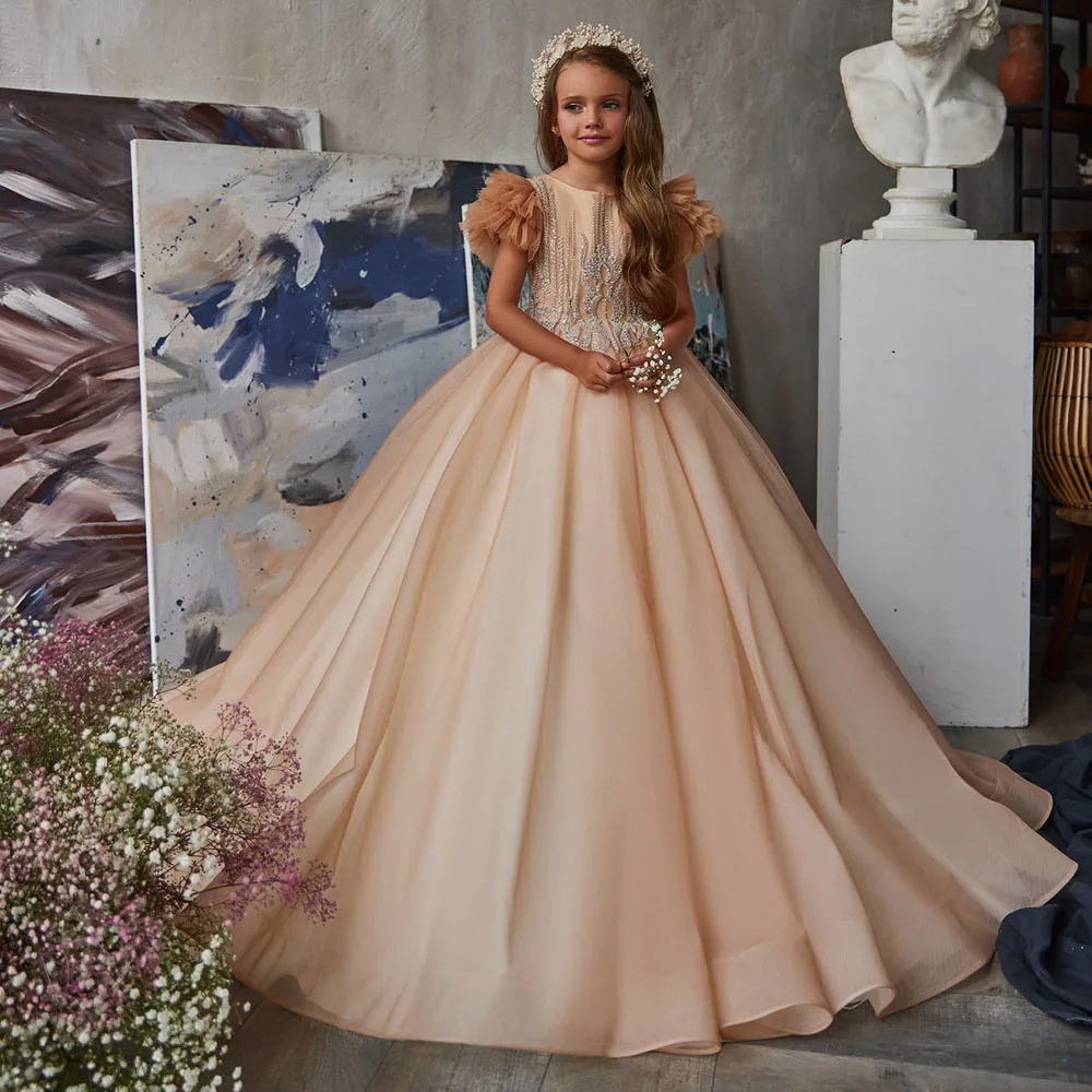 Exquisite Princess Flower Girl Dresses Crystal Sequin Appliques O-Neck Sleeveless Tiered Tulle Children Birthday Prom Party Gown 
Exquisite Princess Flower Girl Dresses Crystal Sequin Appliques O-Neck Sleeveless Tiered Tulle Children Birthday Prom Party Gown