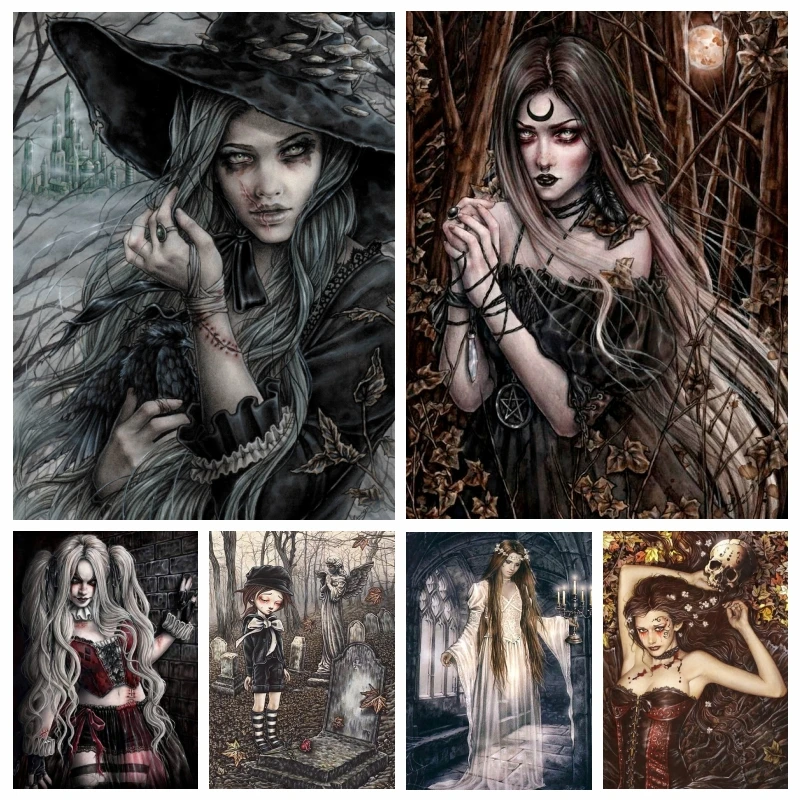 Gothic Halloween Witch Woman AB Diamond Painting Cross Stitch Complete Kits Dark Vampire Girl Art Full Drills Mosaic Home Decor
Gothic Halloween Witch Woman AB Diamond Painting Cross Stitch Complete Kits Dark Vampire Girl Art Full Drills Mosaic Home Decor